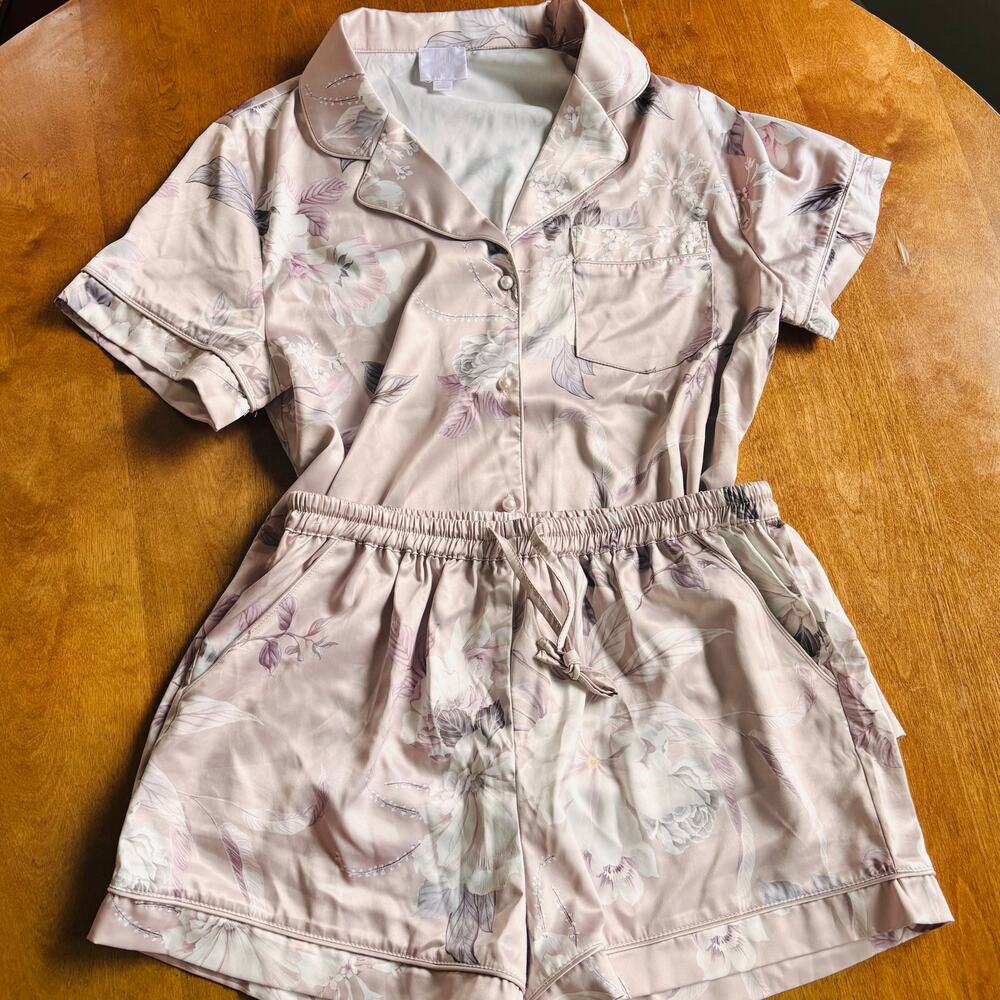 MJ x Le Rose “Sasha Parisian Fleur” Satin Sleep Set Bridal Boutique size Small - Picture 8 of 11